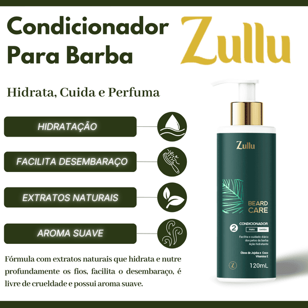 Condicionador Para Barba Zullu 120ml – Hidratação, Maciez E Brilho Natural