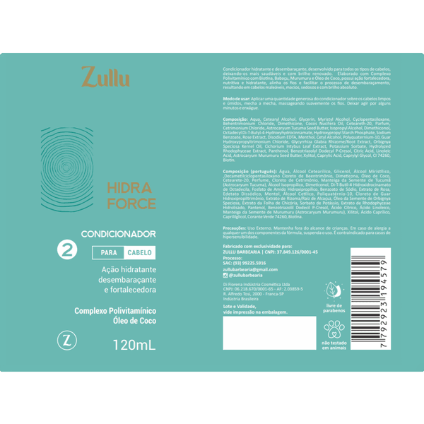 Condicionador Hidratante Zullu 120ml – Nutrição Avançada, Maciez Imediata e Redução de Frizz