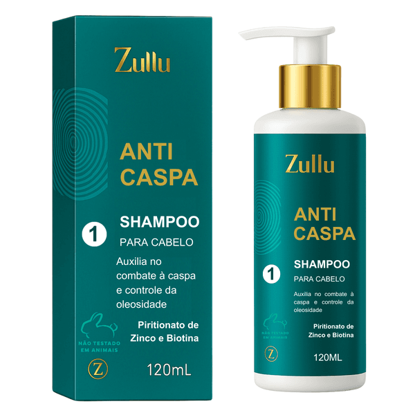 Shampoo Anticaspa Zullu 120ml – Controle da Oleosidade, Frescor e Fios Fortes