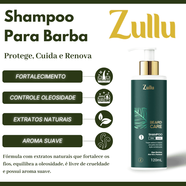 Shampoo Para Barba Zullu 120ml – Limpeza Avançada, Hidratação E Uso Diário