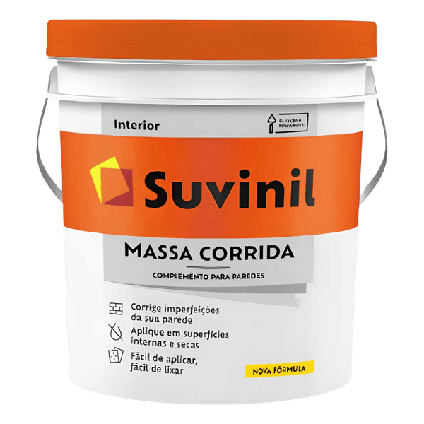 Suvinil Massa Corrida PVA 25kg Balde – Acabamento Liso e Perfeito para Paredes Internas