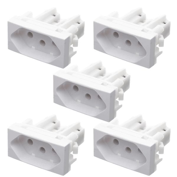 Kit com 5 tomadas 2P+T 10A da Alumbra, Linha Módulo Pro