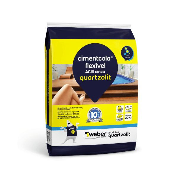 Argamassa Cimentcola Flexível AC3 Cinza Externo 20kg Quartzolit