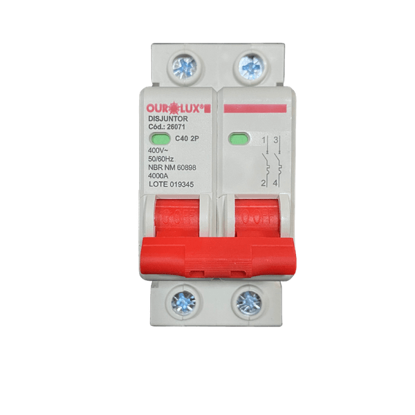 Disjuntor 40A Bipolar 2P Ourolux Para Instalações Elétricas 400V