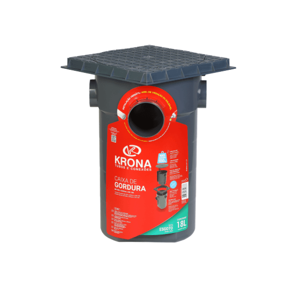 Caixa de Gordura com Cesto e Tampa Krona 250X230X100X100mm