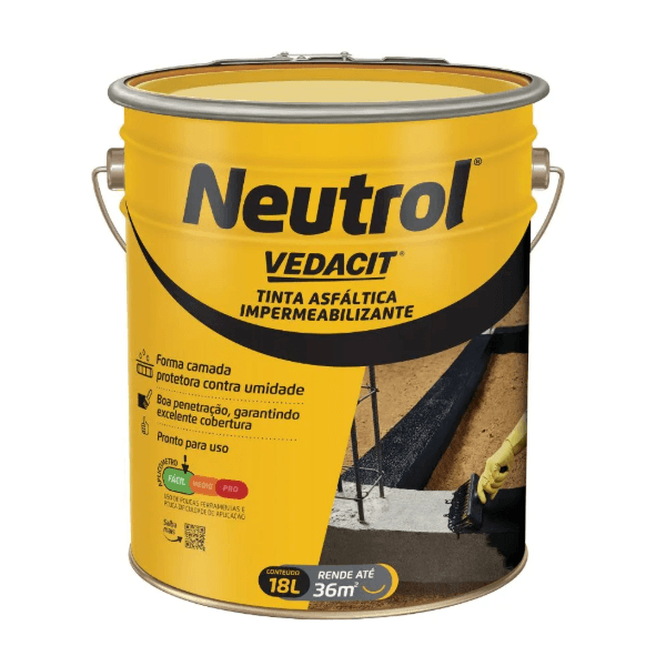 Neutrol Base Solvente Preto Vedacit Lata 18 Litros