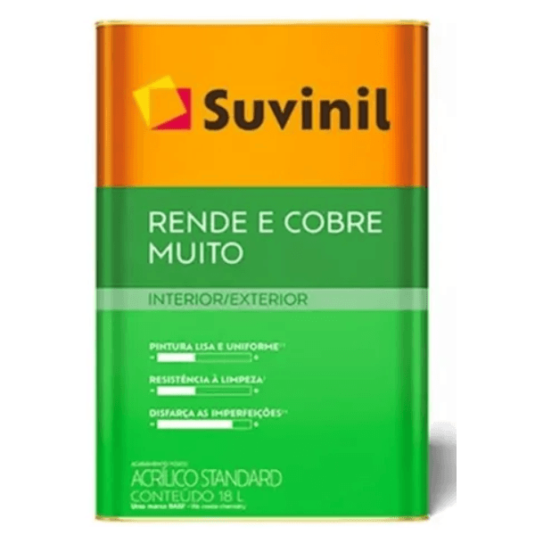 Tinta Acrílica Rende Muito Fosco Branco Neve 18 Litros - Suvinil