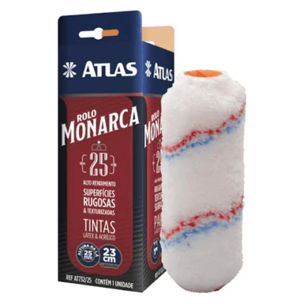 Rolo de Lã Sintética Monarca 23cm sem Cabo 25mm AT732/25 Atlas