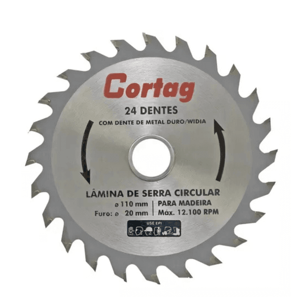 CORTAG LAMINA DE SERRA CIRCULAR P/ MADEIRA 24 DENTES O 110 MM
