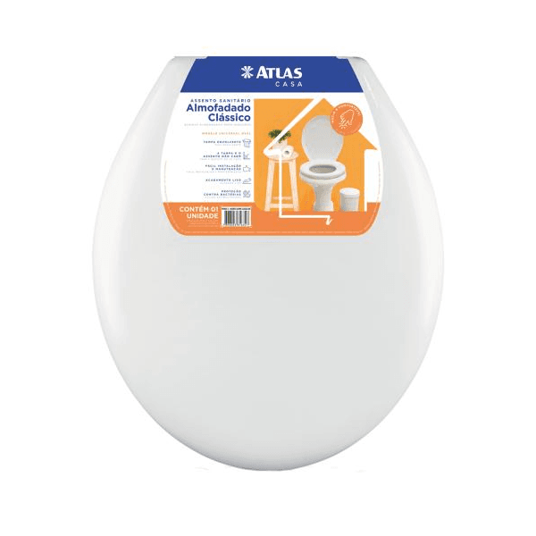 Assento Vaso Sanitário Clássico Almofadado Universal - Atlas Cor Branco