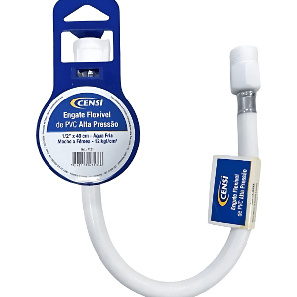 Engate Flexível De Pvc Alta Pressão 40 Cm Cor Branco Censi 