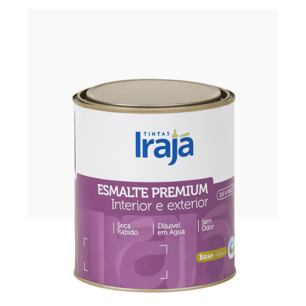 Tinta Esmalte Premium Base Água Branco Irajá 900ml 