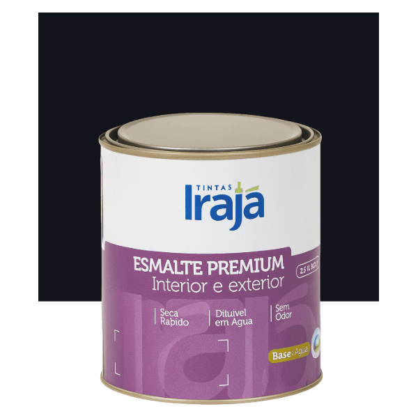 Tinta Esmalte Premium Base Água Preto Fosco 900ml