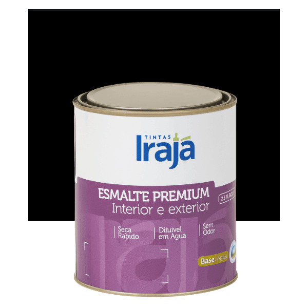 Tinta Esmalte Premium Base Água Preto 900ml