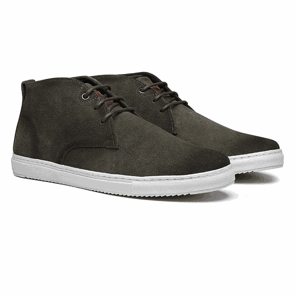 Bota Masculina Casual Em Camurca Oliva Sergio S