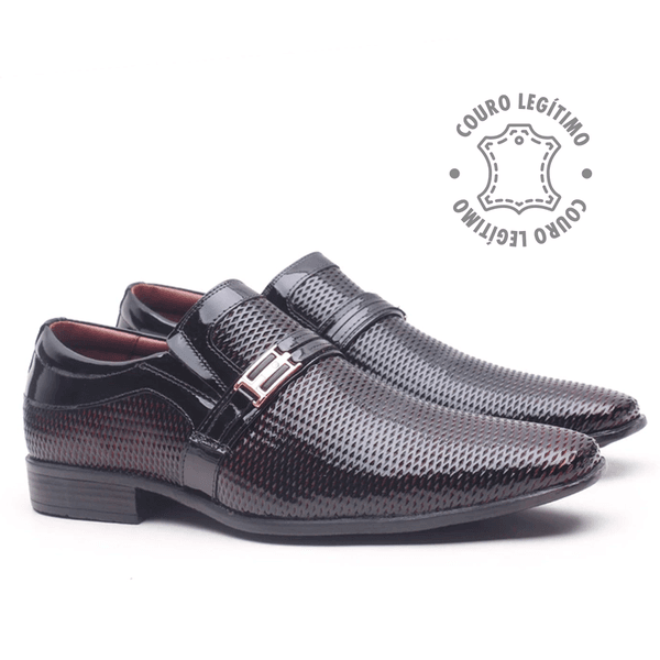 Sapato Social Gofer em Couro Vector Vermelho e Verniz Preto - 12313APU |  ELITEDOSPES