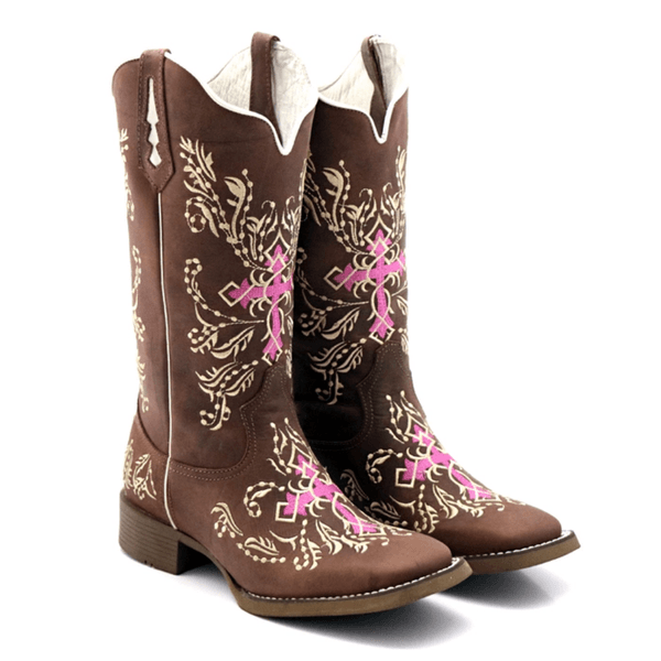 bota texana bico quadrado cruz-rosa | FRANCABOOTS