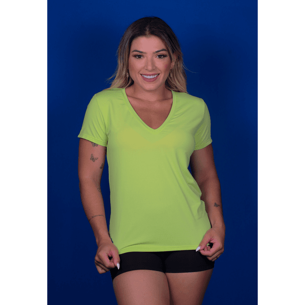 T-Shirt Gola V Fitness Lisa em Microfibra New Trip - VERDE LIMA