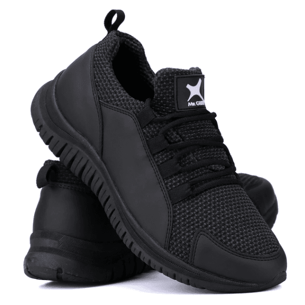 Tênis Masculino Fitness Mr Gutt em Couro Preto - Chumbo | KLMASTERFITNESS