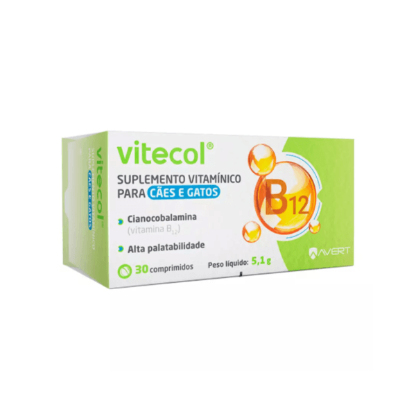 Suplemento Vitaminico Avert Vitecol para Caes e Gatos 30 Comprimidos, unica