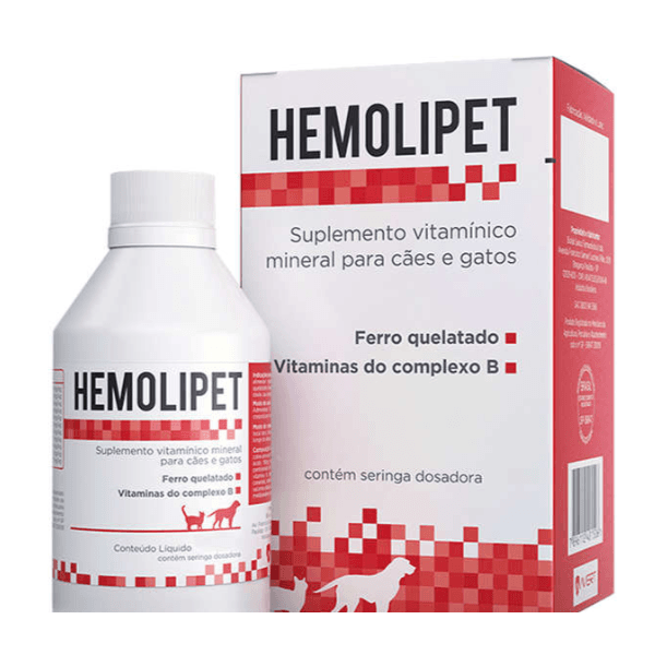 Suplemento Vitaminico Avert Hemolipet para Caes e Gatos 110 ML, unica