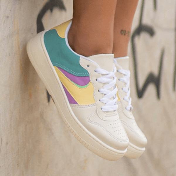 Tênis juliette bbb casual colorido feminino solado jogging alta tendência  color block moda - R$ 114.40, cor Branco #151116, compre agora | Shafa