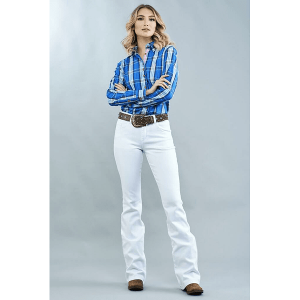 calça branca country feminina