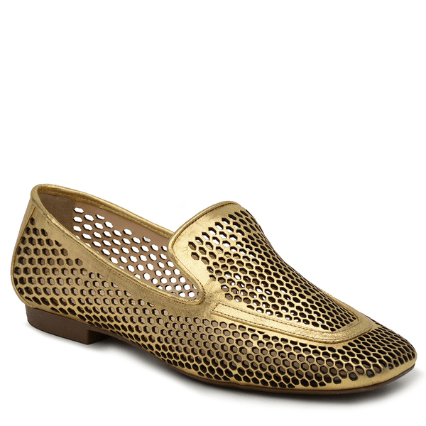 Sapato Com Laser Metalizado Cristal Ouro