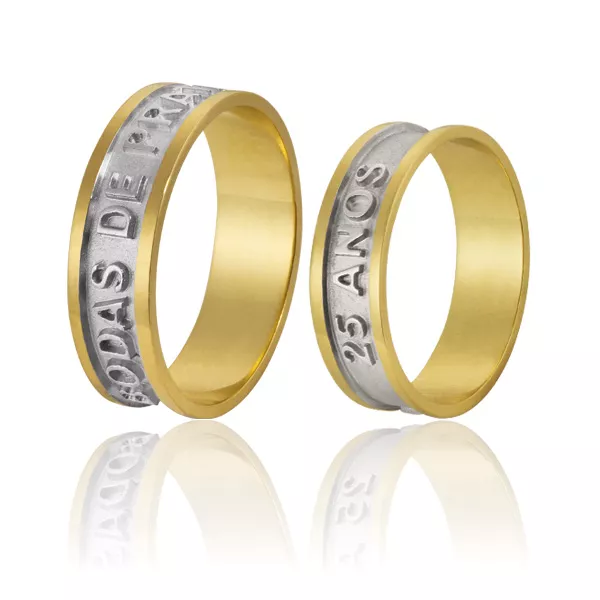 Alianças De Bodas De Prata Em Ouro 18k - FA-588 - Fábrica das Alianças