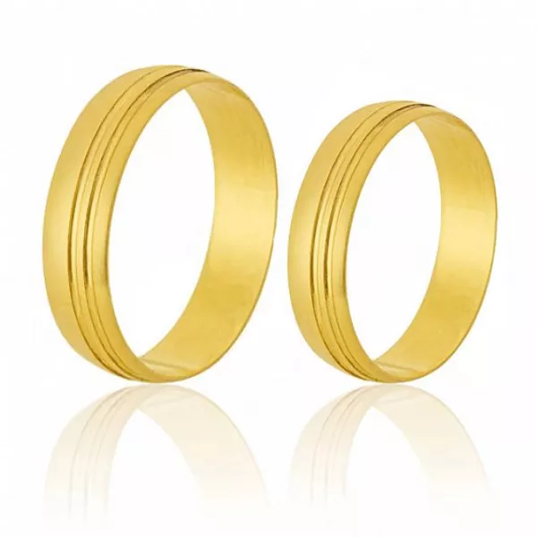 Alianças De Casamento De Ouro 18k - FA-35 - Fábrica das Alianças