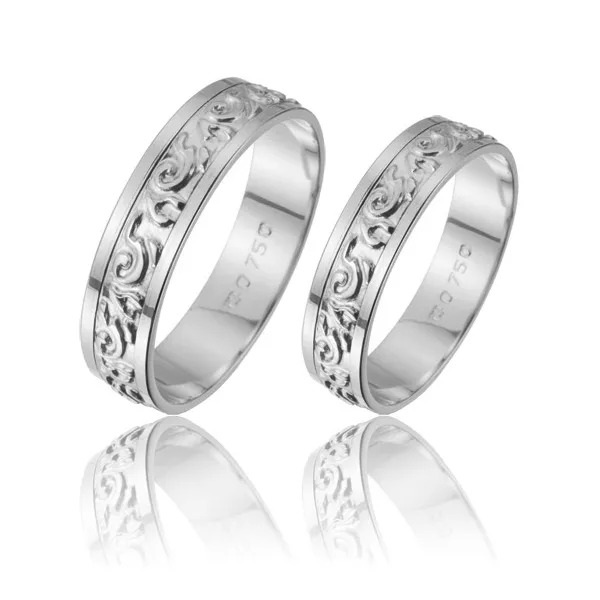 Alianças em Ouro Branco18k - FA-221-B - Fábrica das Alianças