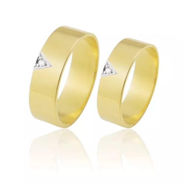 Alianças Com Diamante De Ouro 18k - FA-307 - Fábrica das Alianças