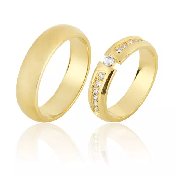 Alianças Em Ouro 18k Com Diamantes - FA-640 - Fábrica das Alianças