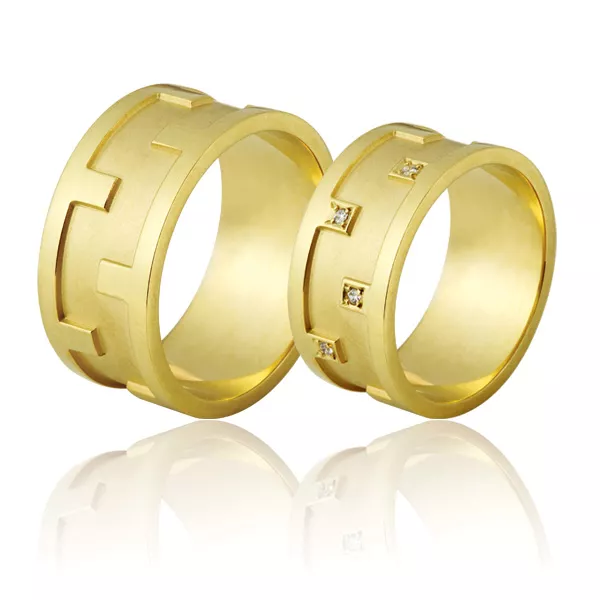 Alianças Em Ouro 18k Com Lindos Diamantes - FA-688 - Fábrica das Alianças
