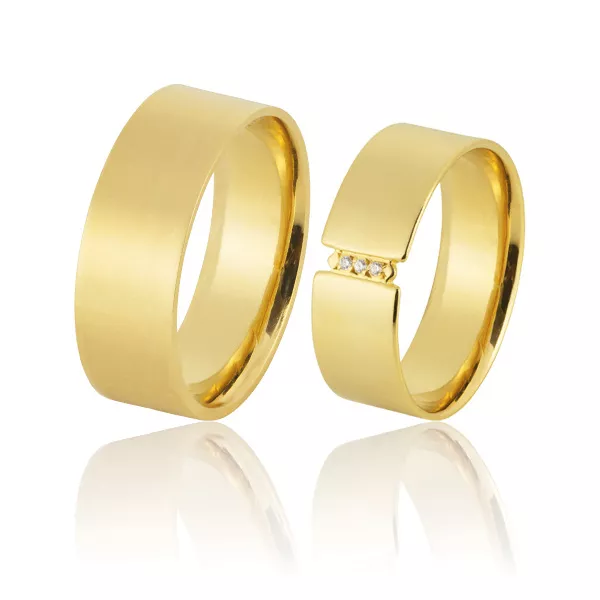 Alianças Em Ouro 18k Com Pedras - FA-890 - Fábrica das Alianças