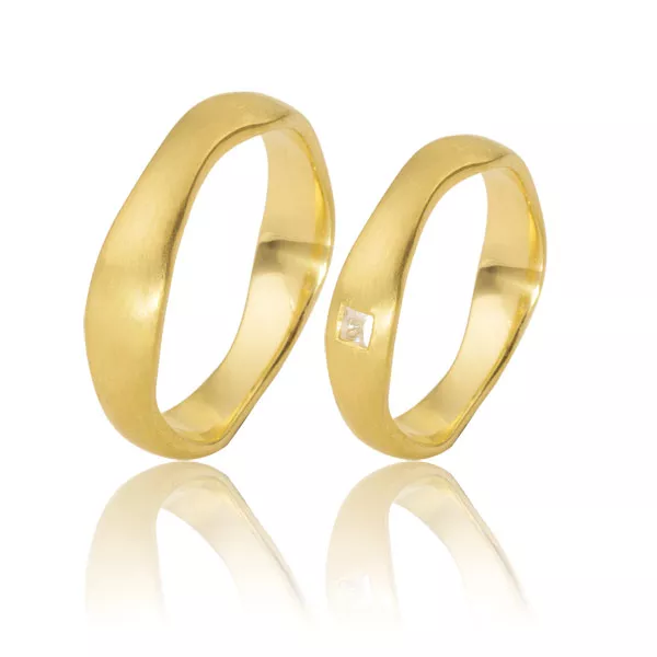 Par De Alianças De Ouro Amarelo 18k - FA-109-Z - Fábrica das Alianças