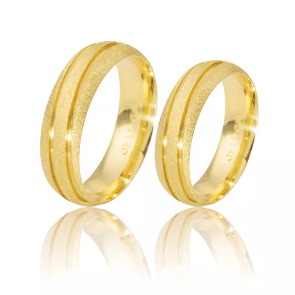 Alianças De Casamento Diamantadas Com Friso Polido - FA-480 - Fábrica das Alianças