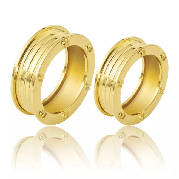 Aliança Personalizada em Ouro Amarelo 18k - FA-95 - Fábrica das Alianças