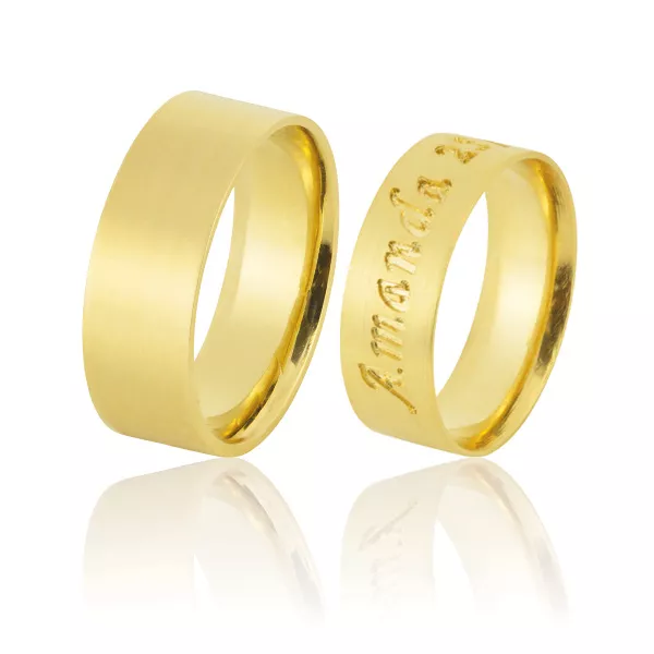 Alianças De Casamento Em Ouro 18k Personalizadas - FA-875 - Fábrica das Alianças