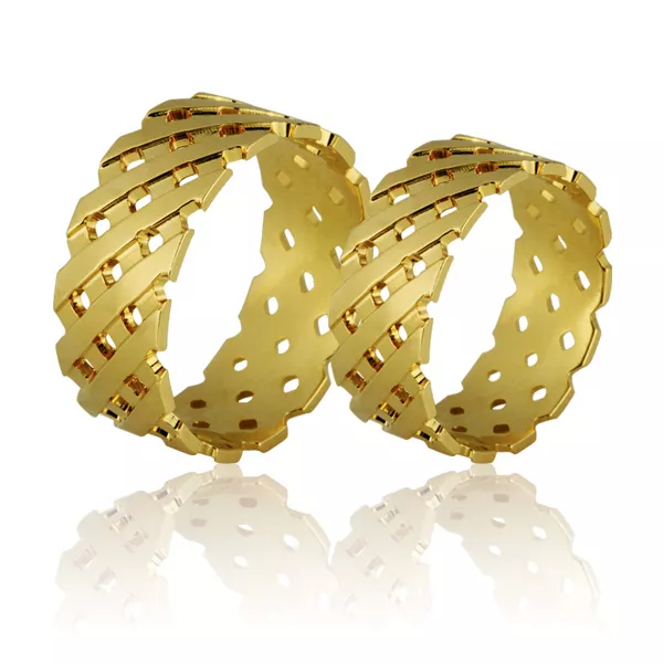 Alianças De Casamento Em Ouro Amarelo 18k - FA-678 - Fábrica das Alianças