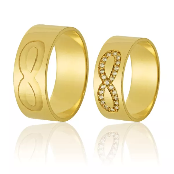 Alianças De Ouro 18k Com Símbolo Do Infinito - FA-611 - Fábrica das Alianças