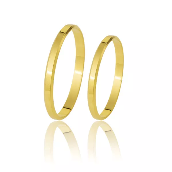 Alianças De Casamento Em Ouro Amarelo 18k - FA-55 - Fábrica das Alianças