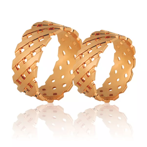 Alianças De Casamento Em Ouro Rose 18k - FA-678-R - Fábrica das Alianças