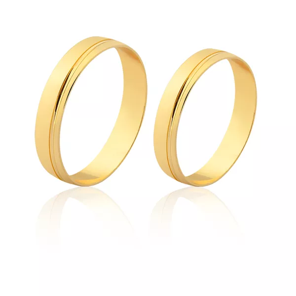 Aliança Em Ouro 18k Com Friso