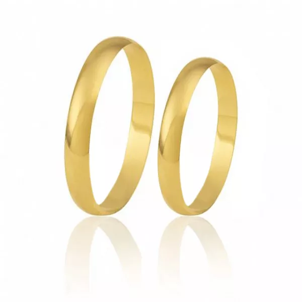 Par De Alianças Finas De Ouro 18k - FA-04 - Fábrica das Alianças