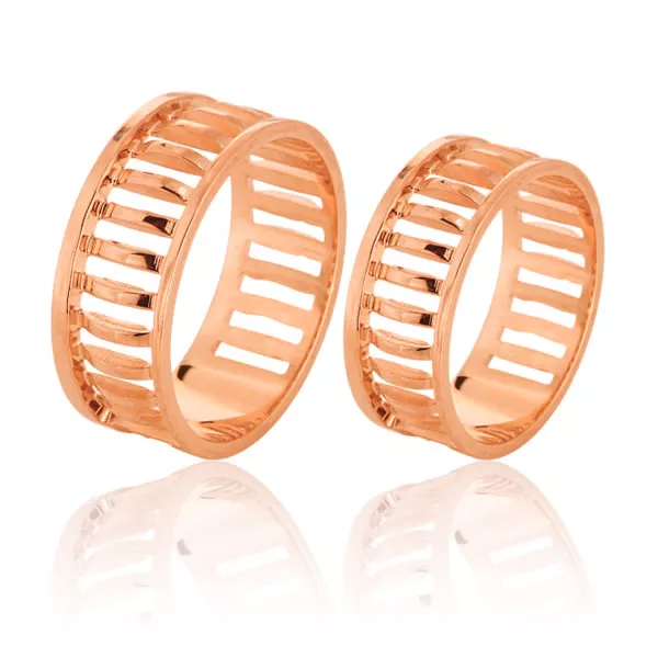 Aliança De Noivado e Casamento Em Ouro Rose - FA-587-R-10K - Fábrica das Alianças