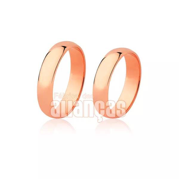 Alianças De Noivado e Casamento Em Ouro Rose 18k 0,750 - FA-17-R - Fábrica das Alianças