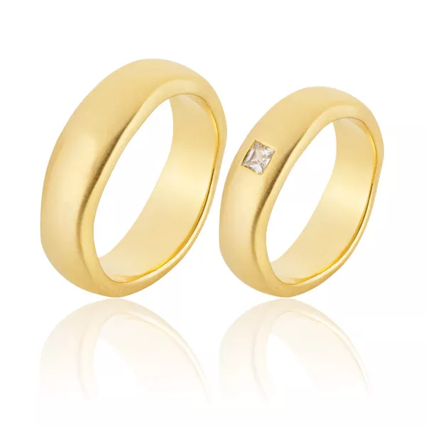 Par De Alianças De Ouro Amarelo 18k - FA-1101-Z - Fábrica das Alianças