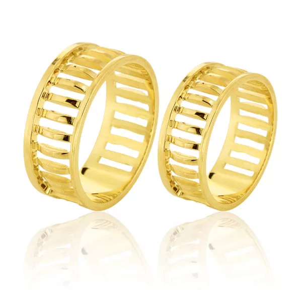 Alianças De Noivado e Casamento Em Ouro Amarelo 18k - FA-587 - Fábrica das Alianças