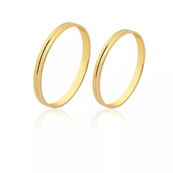 Alianças Diamantadas Com Friso Em Ouro - FA-1544-10K - Fábrica das Alianças